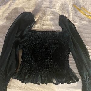 Straight neck peasant blouse